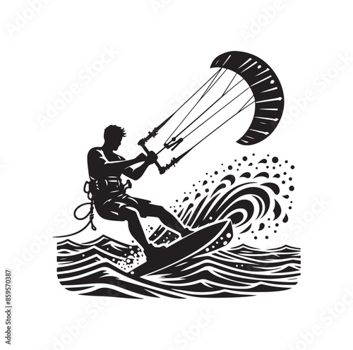 kitesurfing silhouette illustration vector
