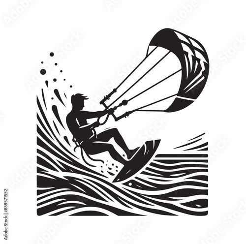 kitesurfing silhouette illustration vector