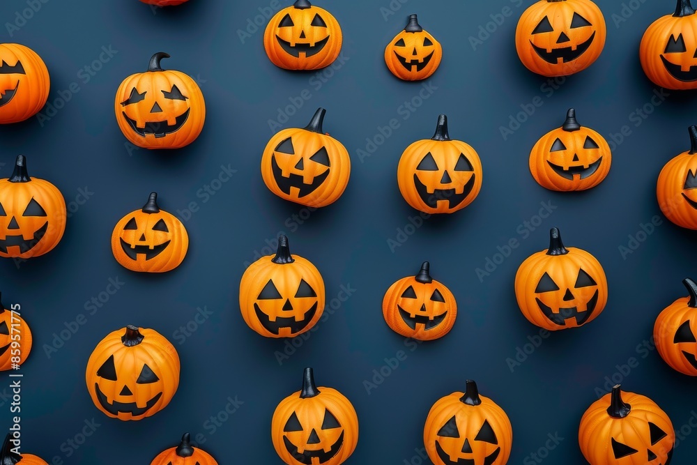 Contemporary Halloween Background with Simple Pumpkin Icons Contemporary Halloween Background with Simple Pumpkin Icons