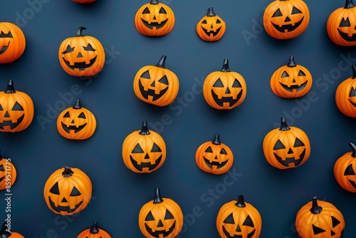 Contemporary Halloween Background with Simple Pumpkin Icons