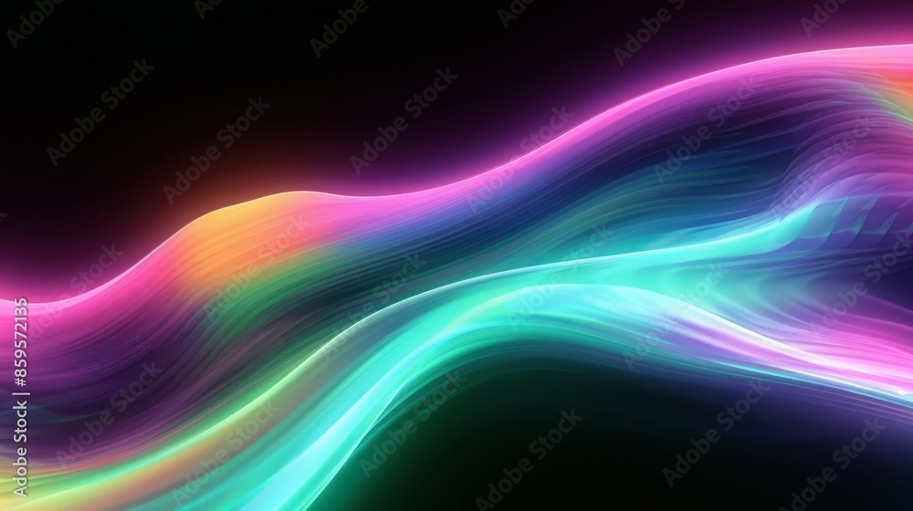 A neon wave pattern with vivid colors blending into each other against a dark background A neon wave pattern with vivid colors blending into each other against a dark background