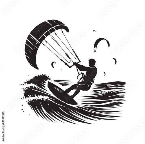 kitesurfing silhouette illustration vector