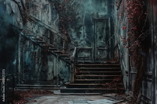 Creepy Staircase Halloween Backdrop