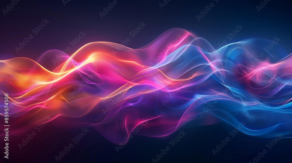Gradient light waves, dark background, fluid motion, vibrant colors Gradient light waves, dark background, fluid motion, vibrant colors