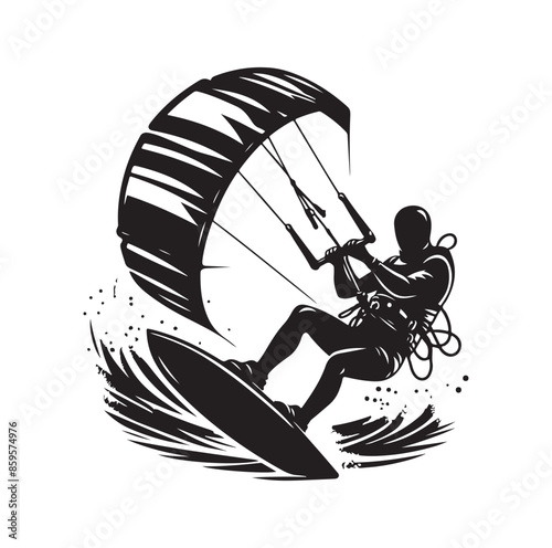 kitesurfing silhouette illustration vector