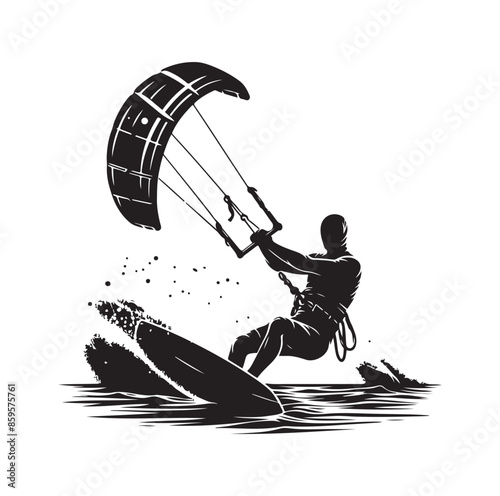 kitesurfing silhouette illustration vector