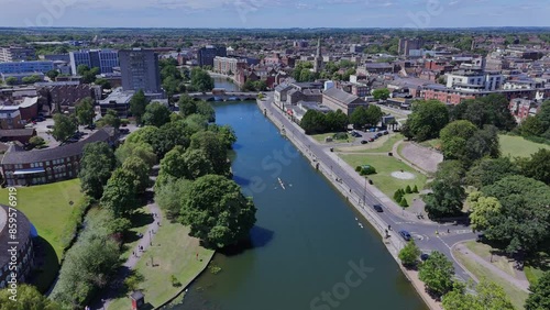 The River Great Ouse Flowing Through Bedford Town Aerial View