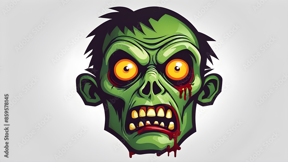 Zombie face logo icon on white background, Generative AI