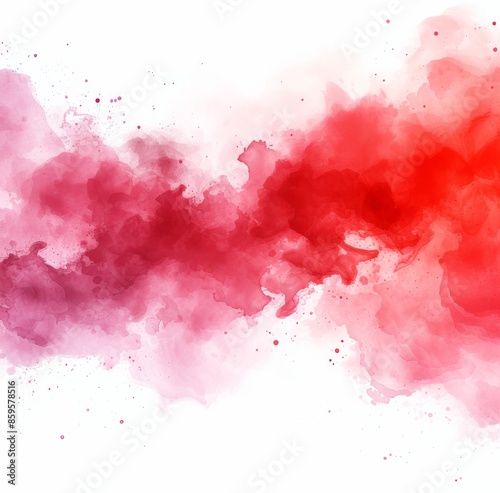 Red watercolor paint splash art abstract texture background with blot design stain ink spot. 