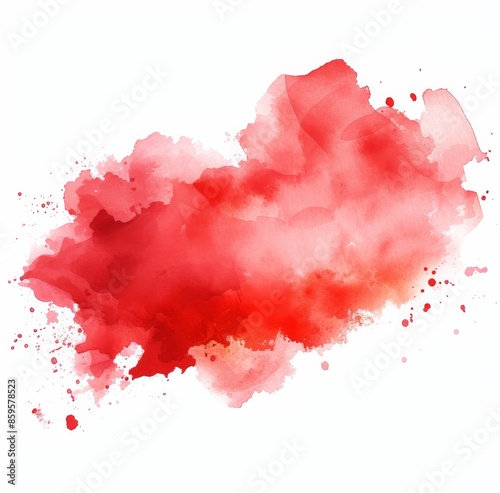 Red watercolor paint splash art abstract texture background with blot design stain ink spot. 