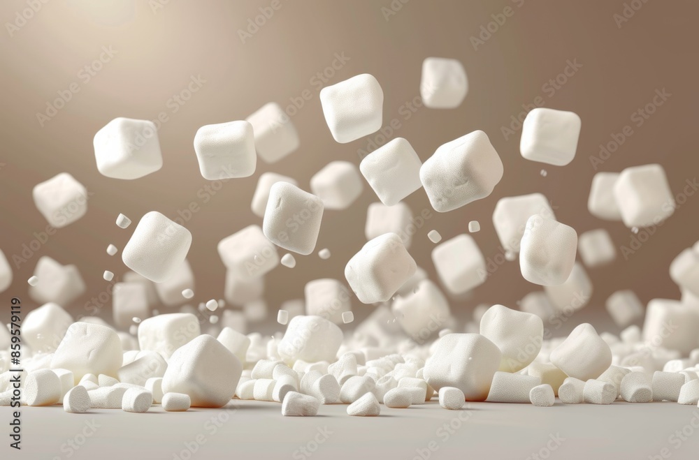 Fluffy marshmallows closeup. Soft and sweet snack with a light and airy texture. Perfect for a delicious treat or dessert. Fluffy marshmallows closeup. Soft and sweet snack with a light and airy texture. Perfect for a delicious treat or dessert.