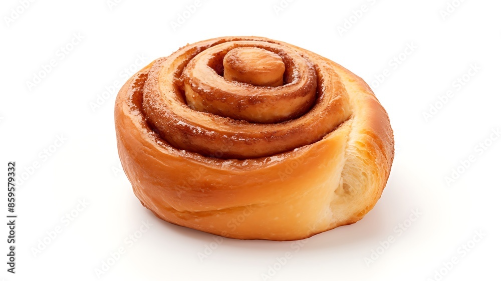Fototapeta premium Sweet cinnamon roll isolated on white background.