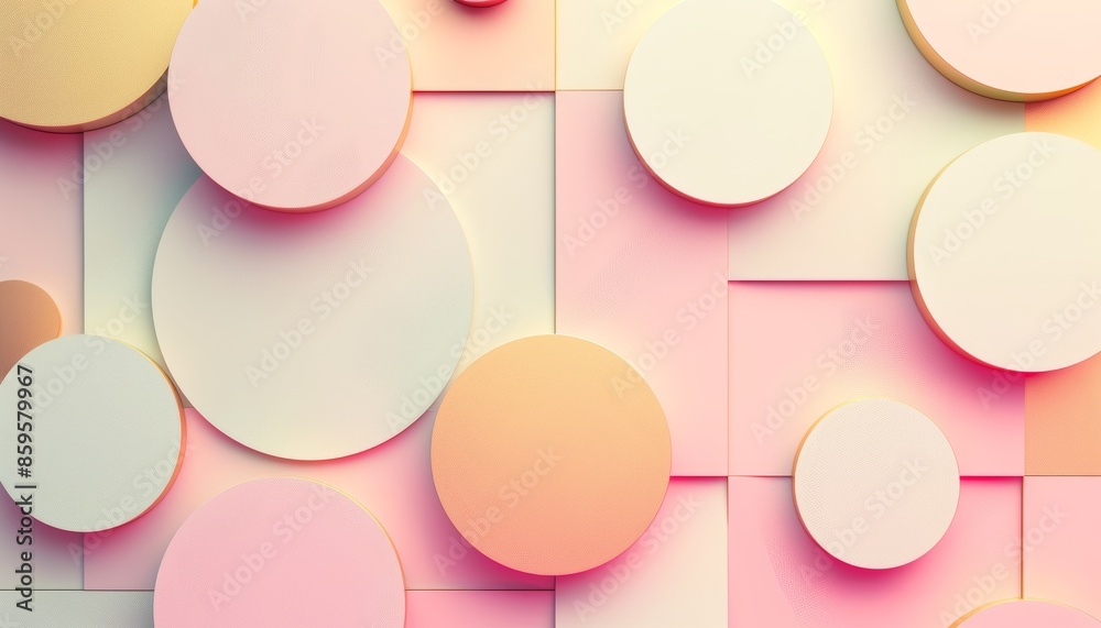 abstract design with overlapping circles in pink, white, and orange against a background of squares abstract design with overlapping circles in pink, white, and orange against a background of squares