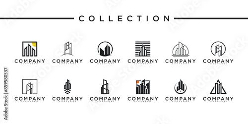 Collection of creative concept building logo designs. Premium Vector