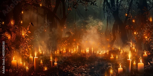 Halloween Night with Candles Backdrop photo