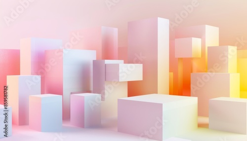 Colorful abstract background with 3D cubes and geometric shapes