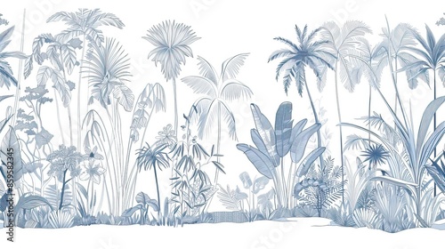 Wallpaper Mural Landscape photograph in black and white. Jungle or forest nature background and mural wallpaper. High quality AI generated image Torontodigital.ca