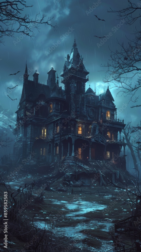 Haunted House Halloween Celebration Background Haunted House Halloween Celebration Background