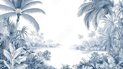 Wallpaper Mural Landscape photograph in black and white. Jungle or forest nature background and mural wallpaper. High quality AI generated image Torontodigital.ca