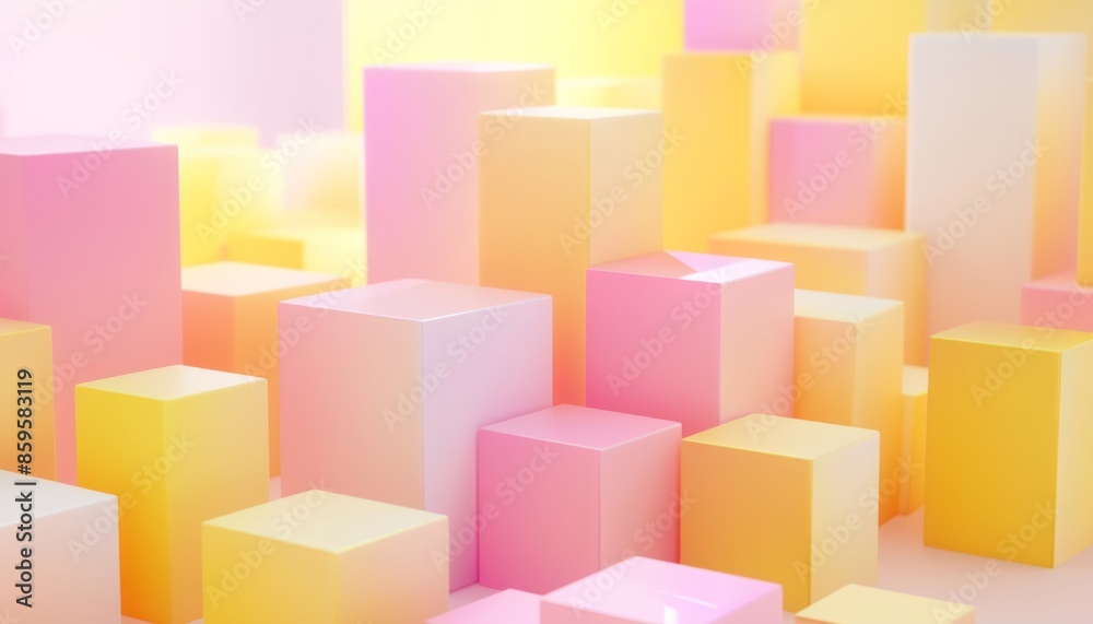 Modern Geometric Pattern of 3D Gradient Cubes in Pastel Pink and Yellow Tones. Perfect for modern design projects, prints, websites, and graphic backgrounds Modern Geometric Pattern of 3D Gradient Cubes in Pastel Pink and Yellow Tones. Perfect for modern design projects, prints, websites, and graphic backgrounds