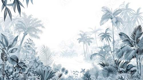 Wallpaper Mural Landscape photograph in black and white. Jungle or forest nature background and mural wallpaper. High quality AI generated image Torontodigital.ca