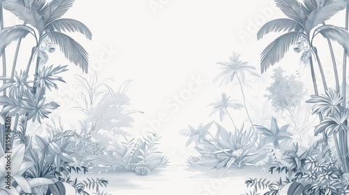 Wallpaper Mural Landscape photograph in black and white. Jungle or forest nature background and mural wallpaper. High quality AI generated image Torontodigital.ca