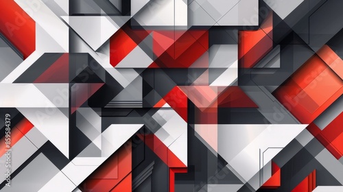 Design an abstract geometric vector background in shades of red and grey, emphasizing both visual intrigue and practicality hyper realistic  photo