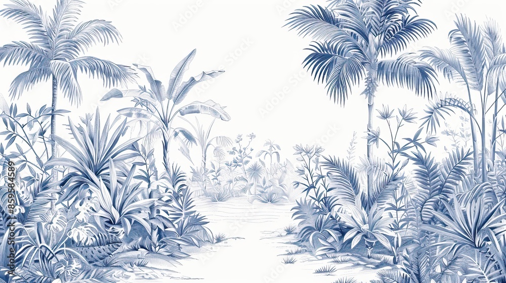 Landscape photograph in black and white. Jungle or forest nature background and mural wallpaper. High quality AI generated image Landscape photograph in black and white. Jungle or forest nature background and mural wallpaper. High quality AI generated image