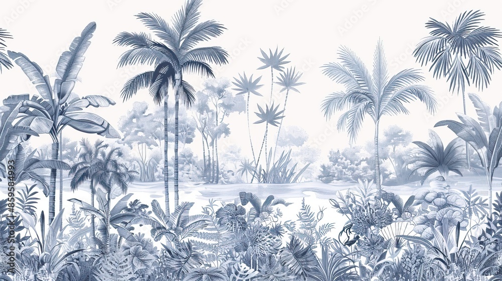 custom made wallpaper toronto digitalLandscape photograph in black and white. Jungle or forest nature background and mural wallpaper. High quality AI generated image