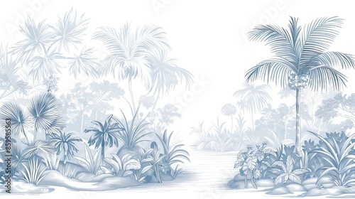 Wallpaper Mural Landscape photograph in black and white. Jungle or forest nature background and mural wallpaper. High quality AI generated image Torontodigital.ca