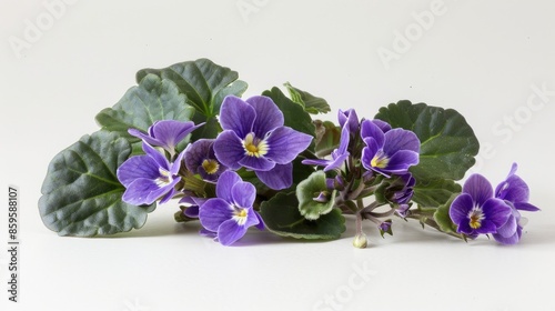 African Violets Saintpaulia on a Plain White Background photo