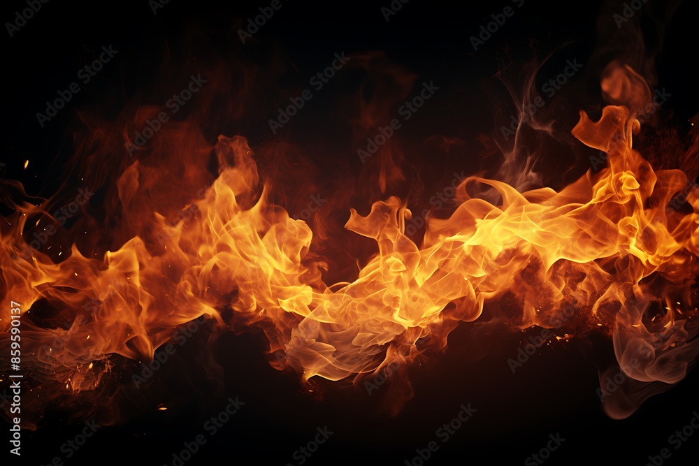Fire flames on black background Fire flames on black background