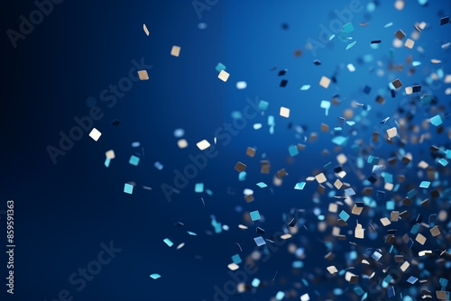 Falling confetti on indigo color background, celebration concept
