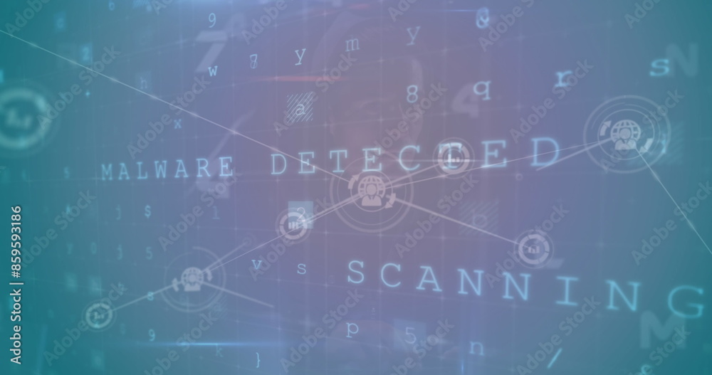 Image of cyber attack data processing over network of connections Image of cyber attack data processing over network of connections