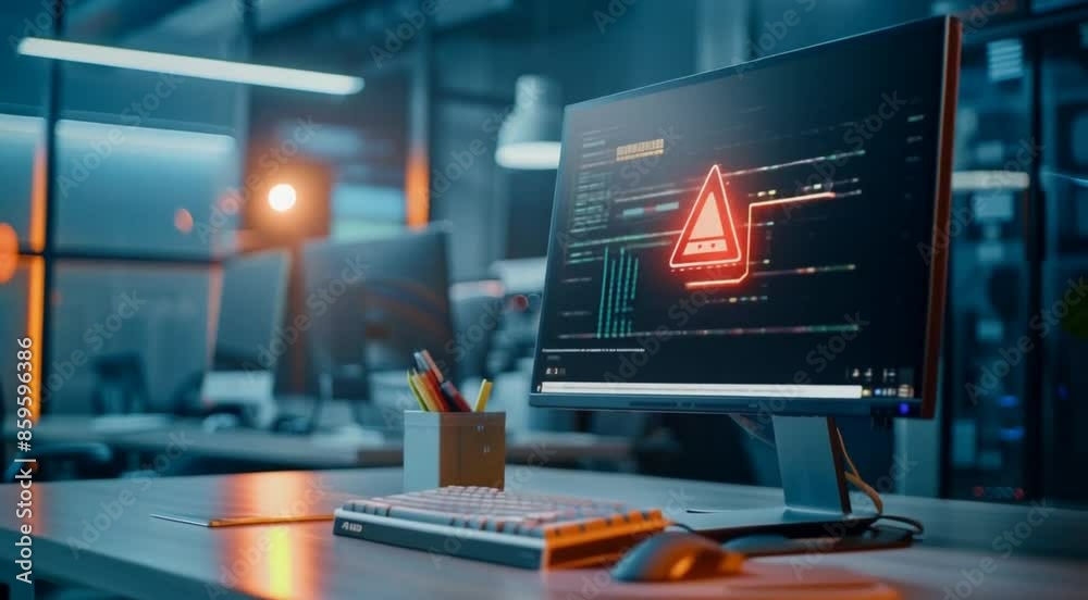 Computer Virus, Malware, cybersecurity, computer hack, cyberattack, computer screen warning