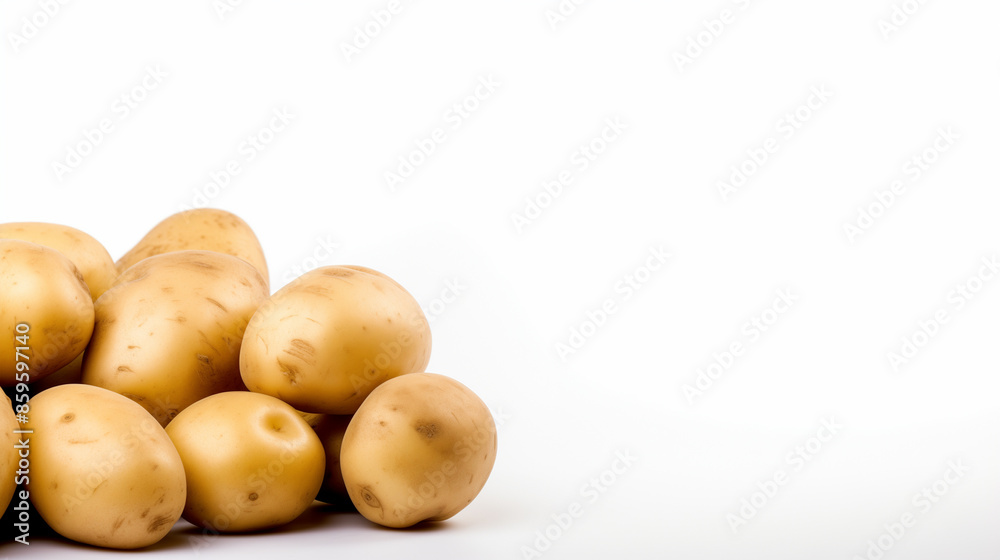 Potatoes Isolated on White Background, Free Space for Text Potatoes Isolated on White Background, Free Space for Text