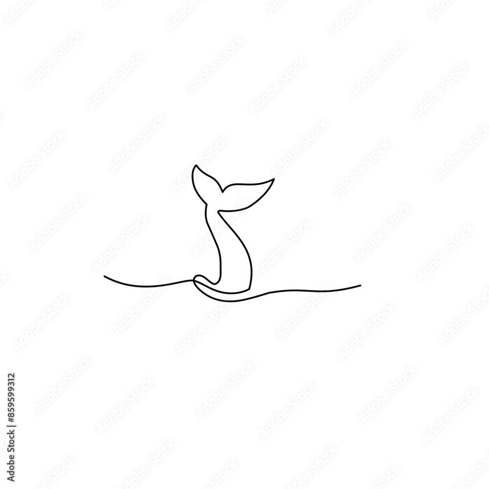 whale tail drawn one continuous line whale tail drawn one continuous line