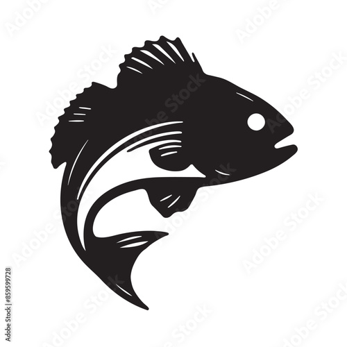 Fish Silhouette for Icon, Symbol, Logo, Pictogram, Apps, Website or Graphic Design Element. Vector Illustration