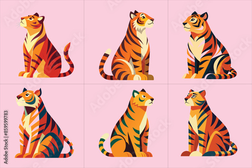 Print color tiger vector illustration/