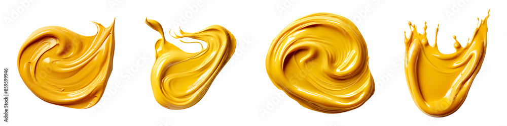 Dijon mustard smear collection isolated on transparent background Dijon mustard smear collection isolated on transparent background
