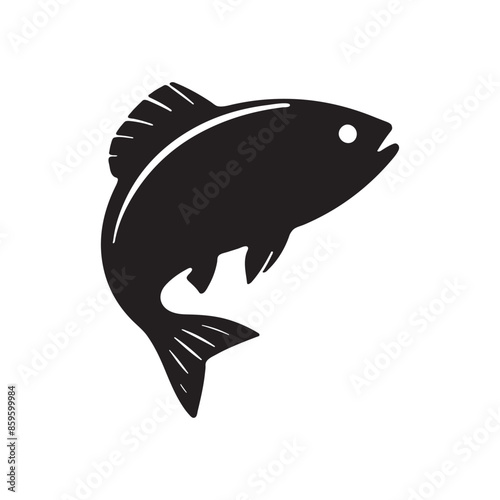 Fish Silhouette for Icon, Symbol, Logo, Pictogram, Apps, Website or Graphic Design Element. Vector Illustration