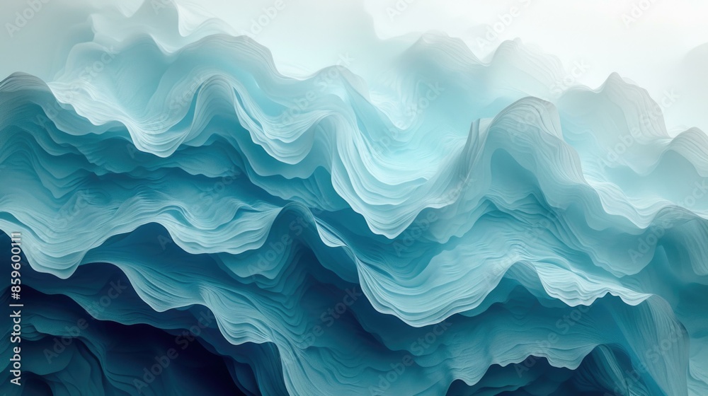 A blue wave pattern on a white background. Generative AI. A blue wave pattern on a white background. Generative AI.