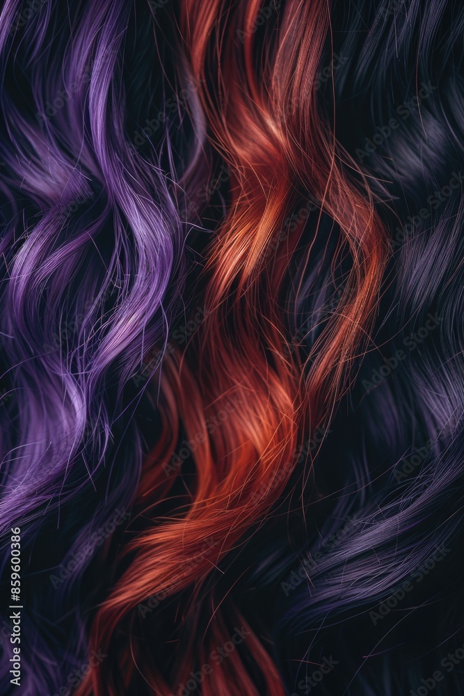 A detailed shot of three different colored hairs A detailed shot of three different colored hairs