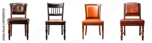 Dining chair collection isolated on transparent background