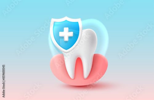 Protection of teeth, treatment against viruses and caries. Vector illustration