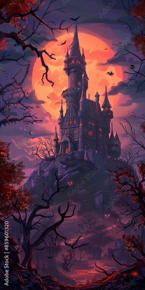 Haunted Castle Halloween Illustration Background Haunted Castle Halloween Illustration Background