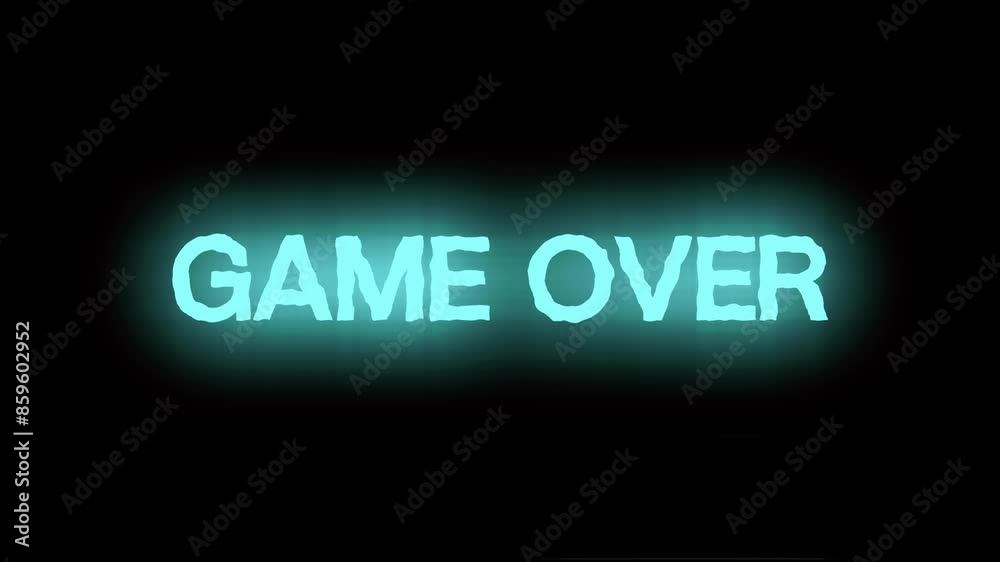 'GAME OVER' Text Effect Animation, popping texts for Business start video games TV distortion effect. Retro, vintage 8-bit game style. video Business, games, entertainment and digital interface. 'GAME OVER' Text Effect Animation, popping texts for Business start video games TV distortion effect. Retro, vintage 8-bit game style. video Business, games, entertainment and digital interface.