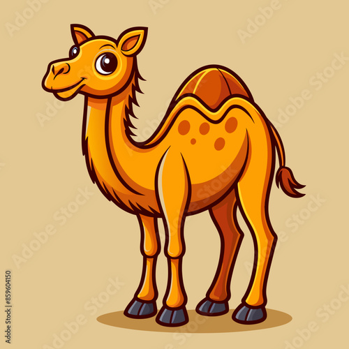 Cartoon Camel Vector with Desert Background