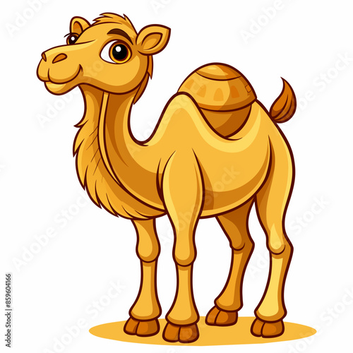 Cute Camel Cartoon Vector with Nature Background