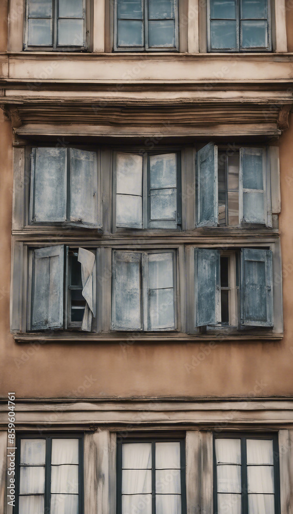 Fototapeta premium Old windows with shutters